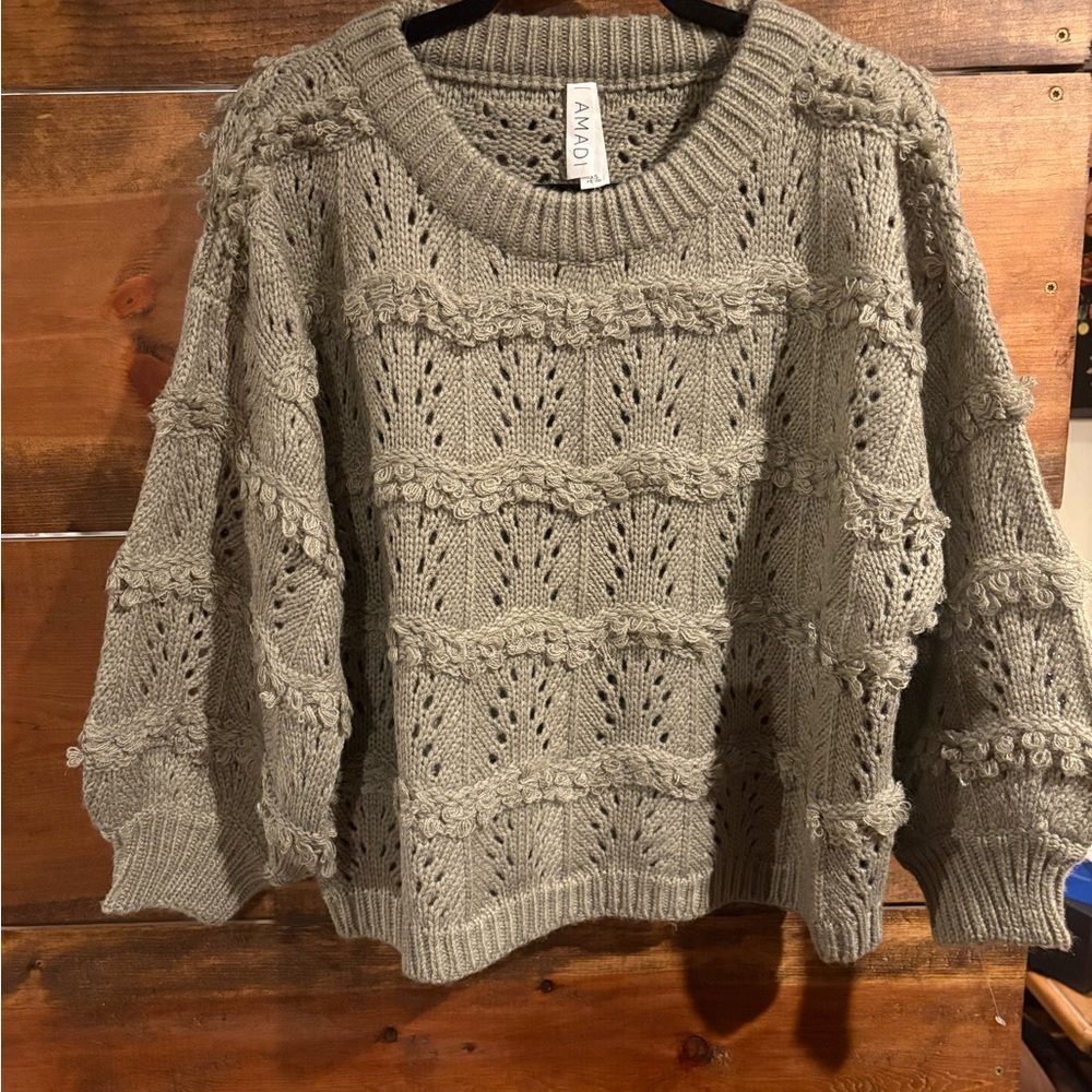 Amadi Olive Green Women's Crew Neck Sweater